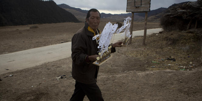 Le 16 décembre, lors de l’hommage rendu à un immolé, dans la province du Gansu. 