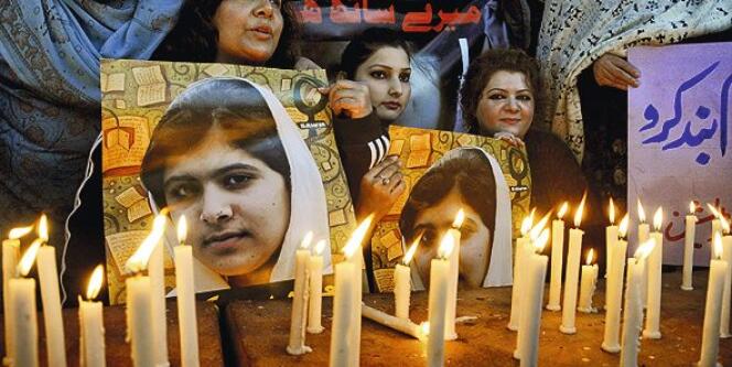 Manifestation de solidarité avec Malala Yousafzaï à Lahore, en décembre 2012.