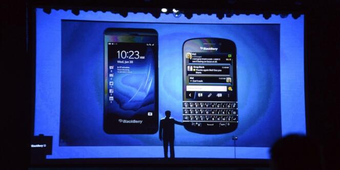 Présentation des smartphones BlackBerry Z10 et Q10, le 30 janvier à New York.