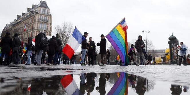 Dans la manifestation des partisans du mariage pour tous, à Paris, le 27 janvier.