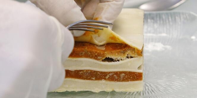 Contrôle de lasagnes surgelés dans un laboratoire du Canton de Berne, le 14 février.