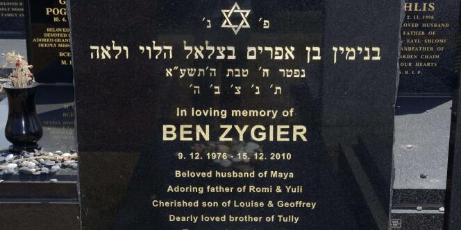 La tombe de Ben Zygier au cimetière juif Chevra Kadisha de Melbourne.