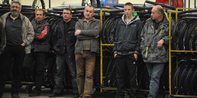A l'usine Cycleurope de Machecoul, le 8 mars, où 175 salariés ont conservé leur emploi sur 254, après la reprise de l'entreprise par le groupe Intersport. 
