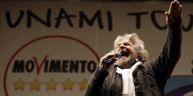 Beppe Grillo, le chef du Mouvement cinq étoiles, le 22 mars, à Rome.