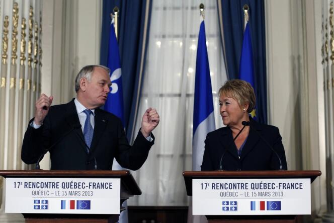  Jean-Marc Ayrault, premier ministre français et Pauline Marois, première ministre québecoise, en mars, à Québec.
