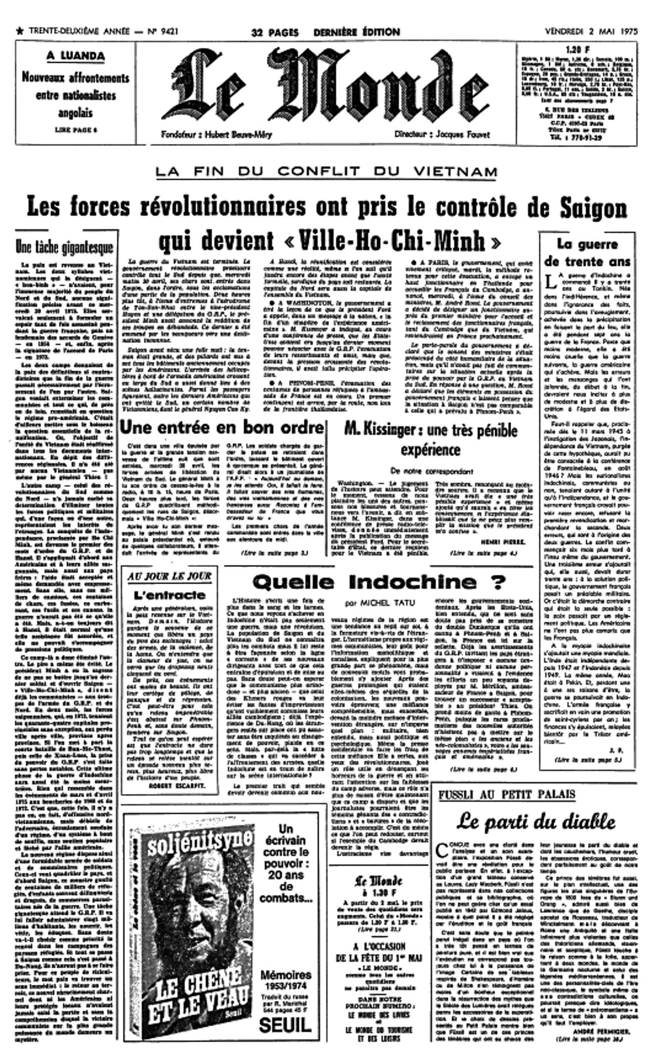 "Le Monde" du 2 mai 1975