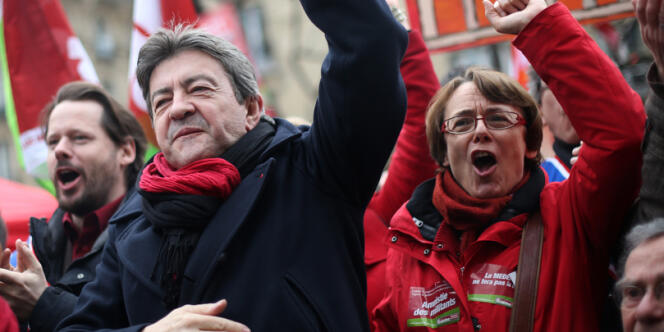 Martine Billard et Jean-Luc Mélenchon, coprésidents du Parti de gauche, le 5 mars 2013.