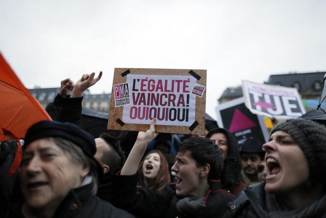 Manifestation à Paris contre l'homophobie, mercredi 10 avril.