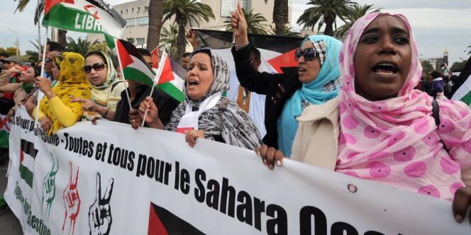 Une manifestation favorable au Front Polisario, au Forum social mondial, le 30 mars, à Tunis.