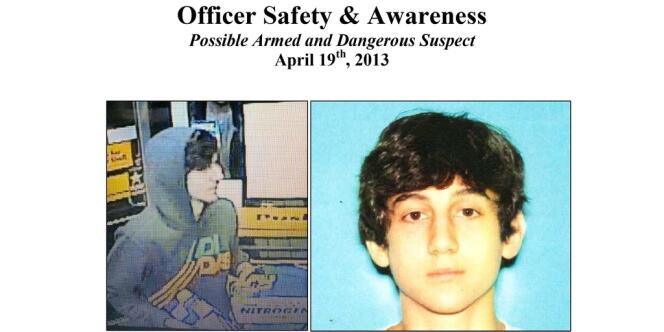 L'avis de recherche concernant Dzhokhar A. Tsarnaev.