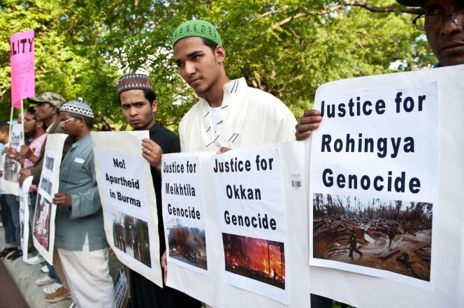 Des Birmans manifestent, le 20 mai 2013, à Washington, contre les violences interconfessionnelles qui ensanglantent la Birmanie.
