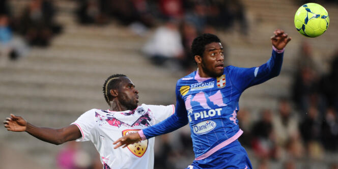 Cheick Diabaté, attaquant de Bordeaux, et Betao, défenseur d'Evian, le 26 mai.