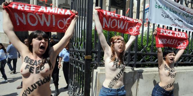 Des manifestantes du collectif Femen à Tunies, le 29 mai. 