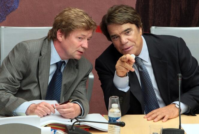 Bernard Tapie et son avocat Maurice Lantourne (à droite), le 10 septembre 2008.