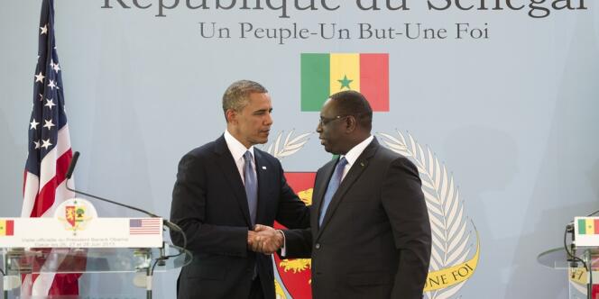 Le président américain, Barack Obama, et son homologue sénégalais, Macky Sall, lors de leur conférence de presse conjointe, jeudi 27 juin, à Dakar.