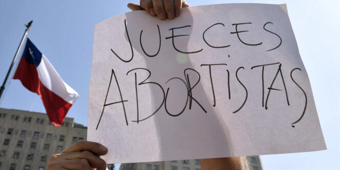 Manifestation pour la légalisation de l'avortement, à Santiago. 