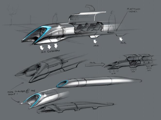 Première esquisse du projet Hyperloop d'Elon Musk.