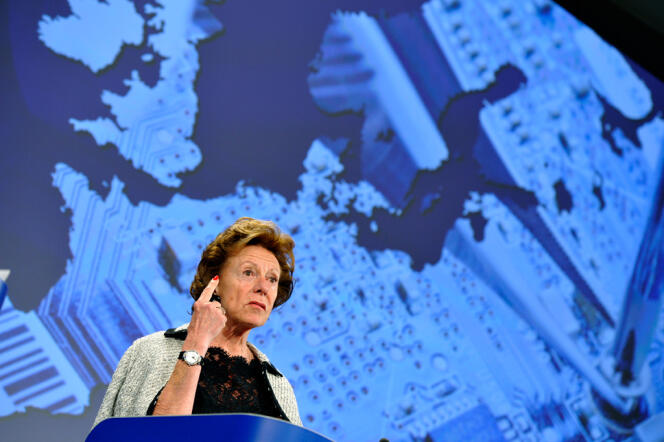 Neelie Kroes, commissaire européenne chargée de la société numérique, à Bruxelles, en mai 2013. 