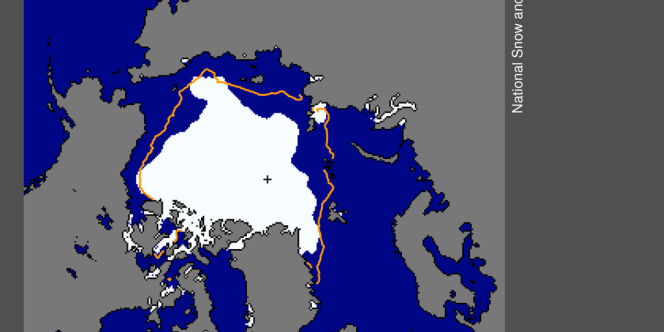 La superficie de la banquise arctique le 11 septembre 2013, par rapport à la moyenne entre 1981 et 2010 (en jaune).