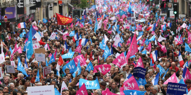 Un cortège de la Manif pour tous, le 26 mai 2013 à Paris.