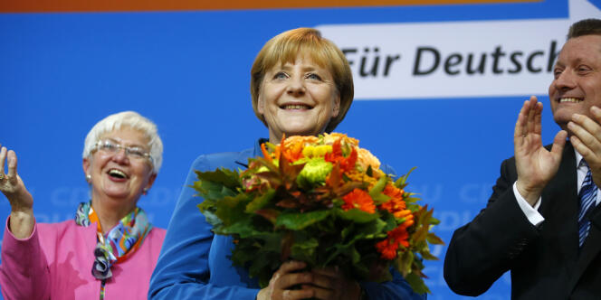 Angela Merkel au siège de la CDU, dimanche 22 septembre.