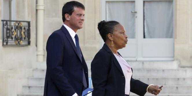 Le ministre de l'intérieur, Manuel Valls, et la ministre de la justice, à l'Elysée, à la fin d'août.
