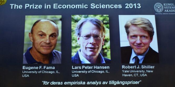 Les trois prix Nobel d'économie 2013 : Eugene F. Fama, Lars Peter Hansen et Robert J. Shiller. 