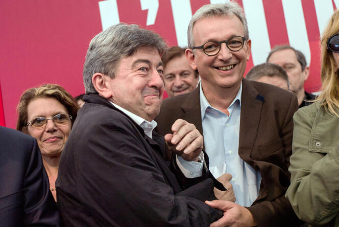 Jean-Luc Mélenchon et Pierre Laurent lors de la Fête de l'Humanité le 13 septembre 2013.