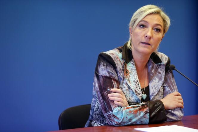 Marine Le Pen, présidente du Front national, lors d'une conférence de presse, le 25 octobre.