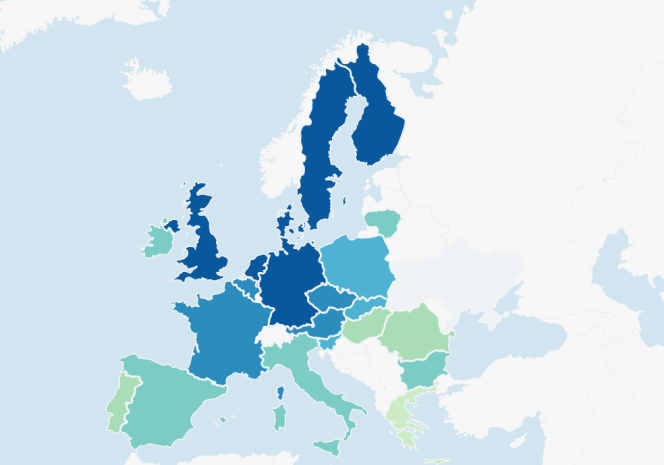 Notation des pays d'Europe par Standard&Poor's.