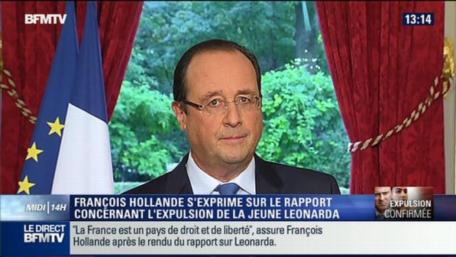 Intervention de François Hollande, samedi 19 octobre, sur l'affaire Leonarda, jeune lycéenne expulsée au Kosovo.