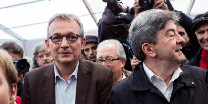Pierre Laurent (PCF) et Jean-Luc Mélenchon (PG) à la Fête de « L’Humanité », le 13 septembre. 