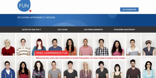 La page d'accueil du site de la pla­te­forme natio­nale fran­çaise France Uni­ver­sité numé­rique (FUN).