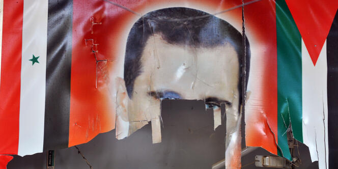 Une bannière représentant Bachar Al-Assad.