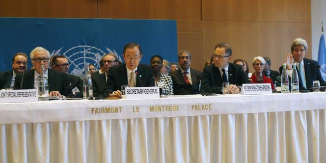 Pendant le discours d'introduction de la conférence Genève 2, à Montreux, le 22 janvier.