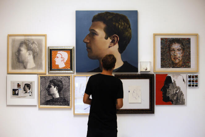 Exposition de portraits de Mark Zuckerberg de l’artiste Zhu Jia, à Singapour, en octobre 2013.
