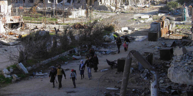 Dans la ville assiégée de Homs, février 2014.