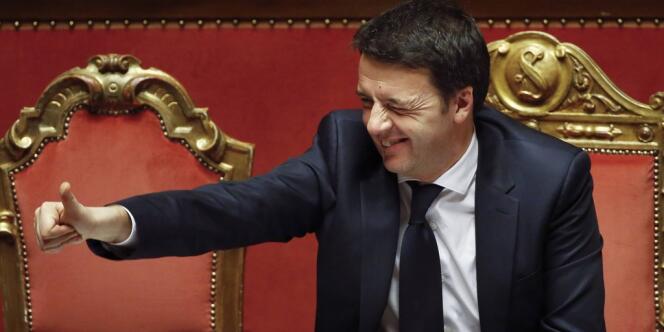 Le nouveau chef du gouvernement italien, Matteo Renzi, lors du vote de confiance du parlement, le 24 février à Rome.