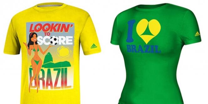 Les deux tee-shirts retirés de la vente par Adidas avant le Mondial brésilien.