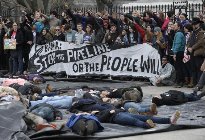 Manifestation contre l'oléoduc Keystone, le 2 mars à Washington.