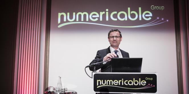 Eric Denoyer, le PDG de Numericable, à l'occasion de la présentation des résultats de l'entreprise, le 12 mars