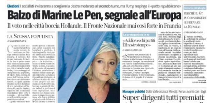 La « Une » du « Corriere della Sera » de lundi 24 mars.
