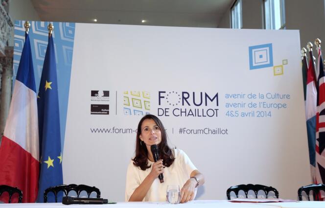 La ministre de la culture Aurélie Filippetti lors d'une conférence de presse au Palais de Chaillot à Paris, le 4 avril 2014.