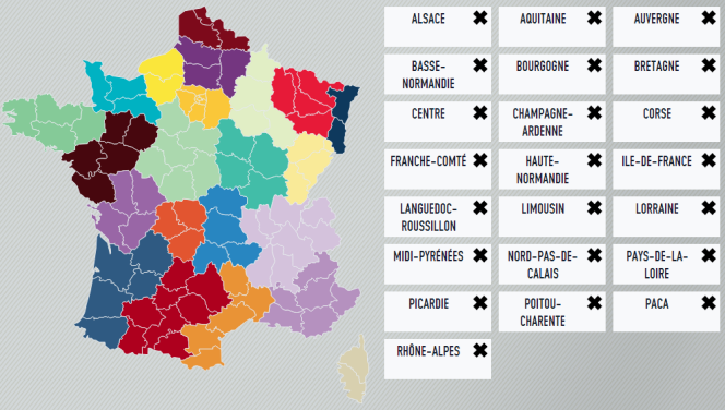 La France à douze régions.