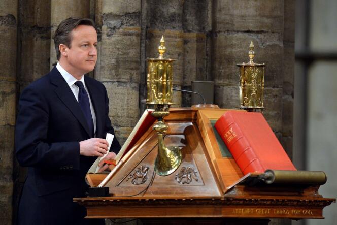 Le premier ministre britannique David Cameron, lors de l'hommage rendu à Nelson Mandela le 3 mars à l'abbaye de Westminster à Londres. AFP/JOHN STILLWELL