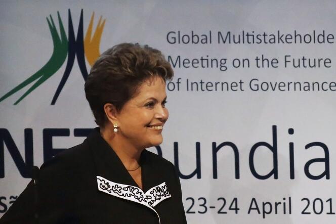 Dilma Rousseff, au sommet NETmundial sur la gouvernance d'Internet, le 23 avril à Sao Paulo.