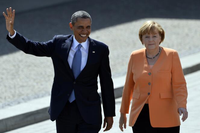 Barack Obama et Angela Merkel, en juin 2013, à Berlin, treize jours après les premières révélations sur le programme de surveillance de la NSA.
