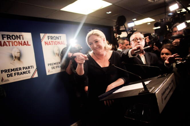 Marine Le Pen après le résultat des élections européennes, le 25 mai.