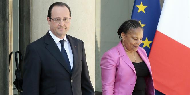 François Hollande et la garde des sceaux Christiane Taubira, à l'Elysée, le 24 avril 2013.