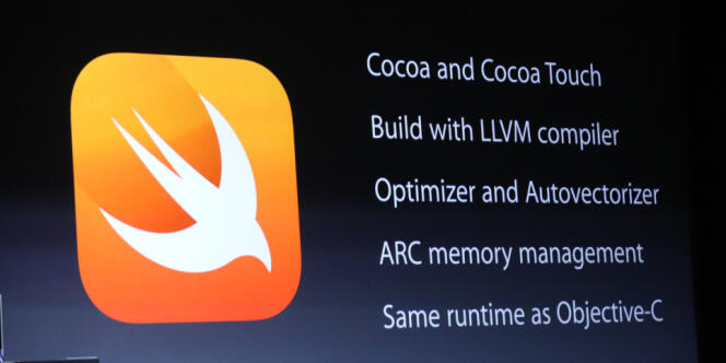 Extrait de la keynote d'Apple du 2 juin, présentant les fonctionnalités du langage de programmation Swift.